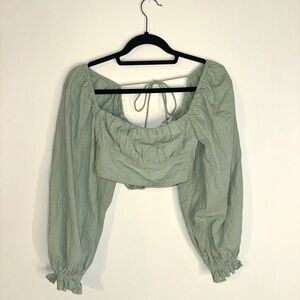 princess polly cropped long sleeve, open back.